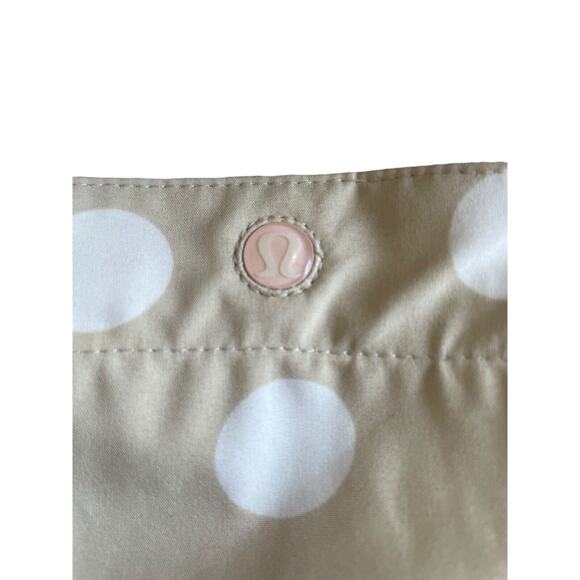 LULULEMON Size Small Beige White Polka Dot Front Zip Hooded Belt Rain Jacket - Picture 9 of 10